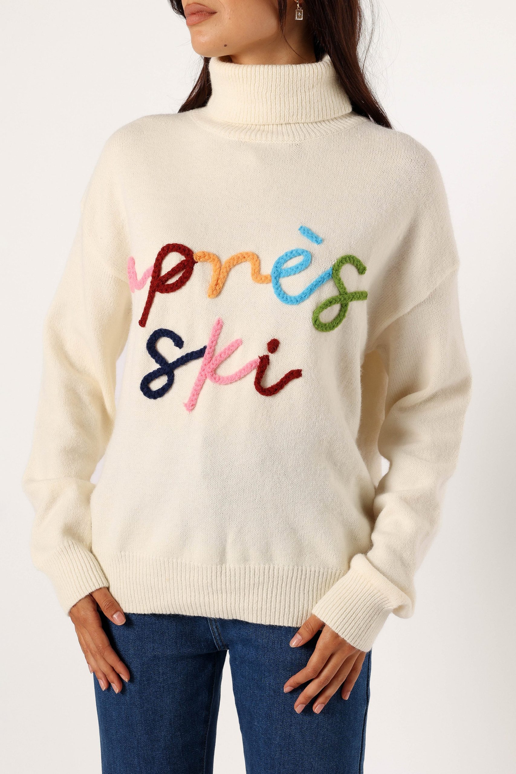 Apres Ski Turtleneck Knit Sweater - Off White - Image 6