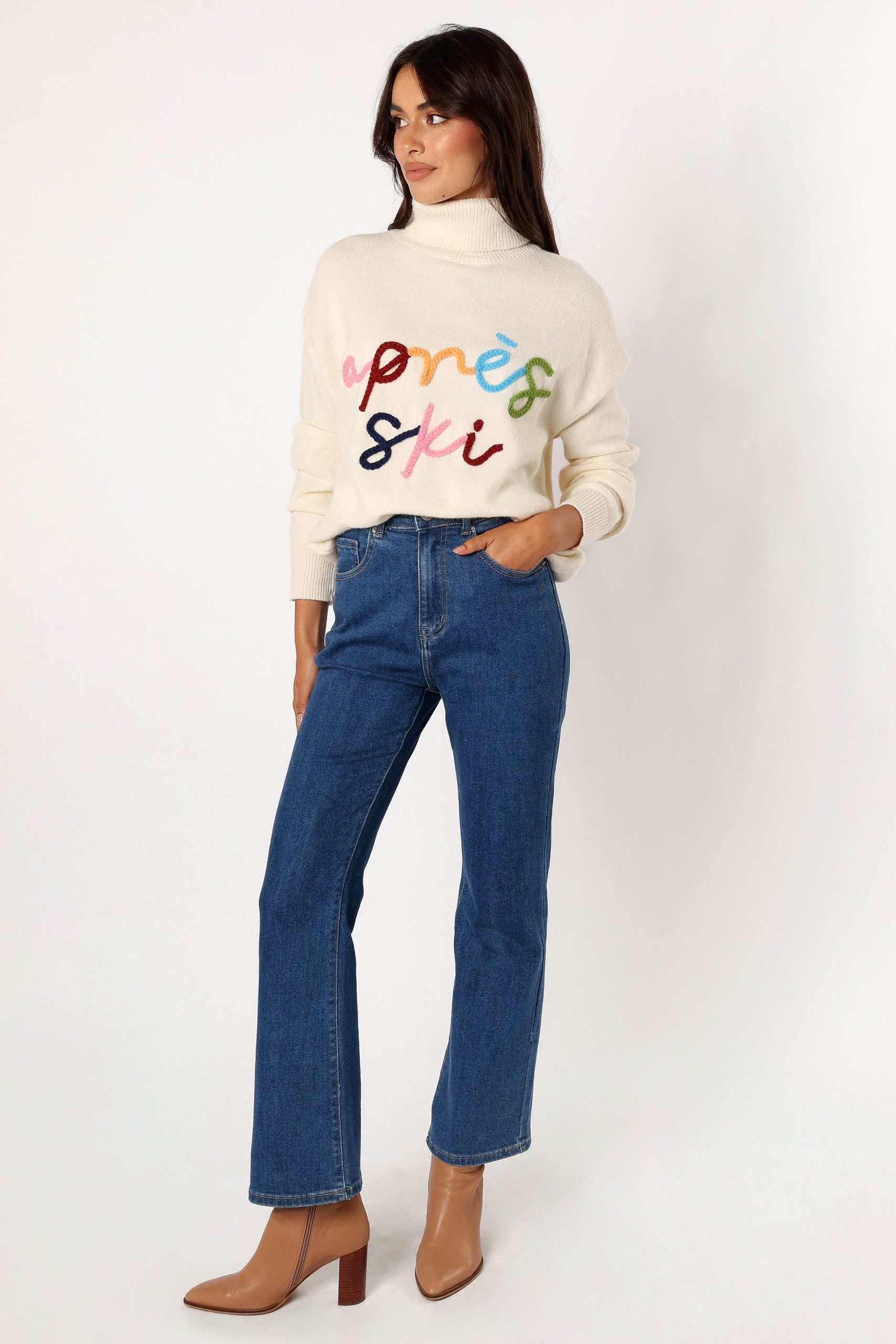 Apres Ski Turtleneck Knit Sweater - Off White - Image 7