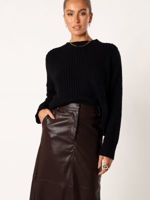 Arlette Textured Knit Sweater - Black