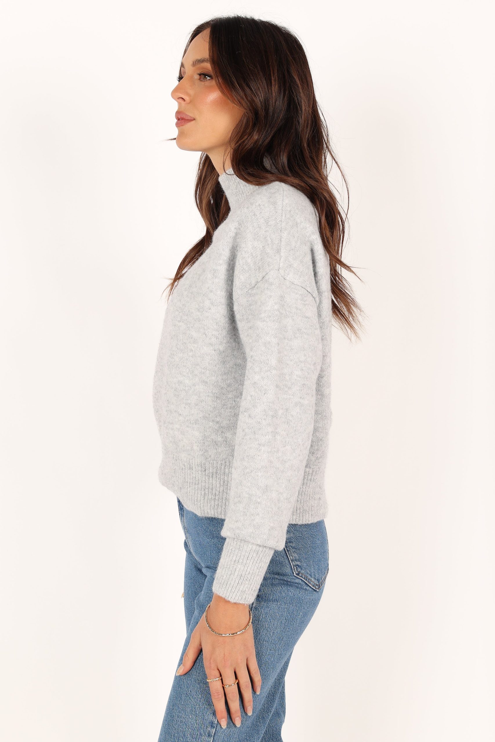 Brianna Mockneck Knit Sweater - Heather Grey - Image 6