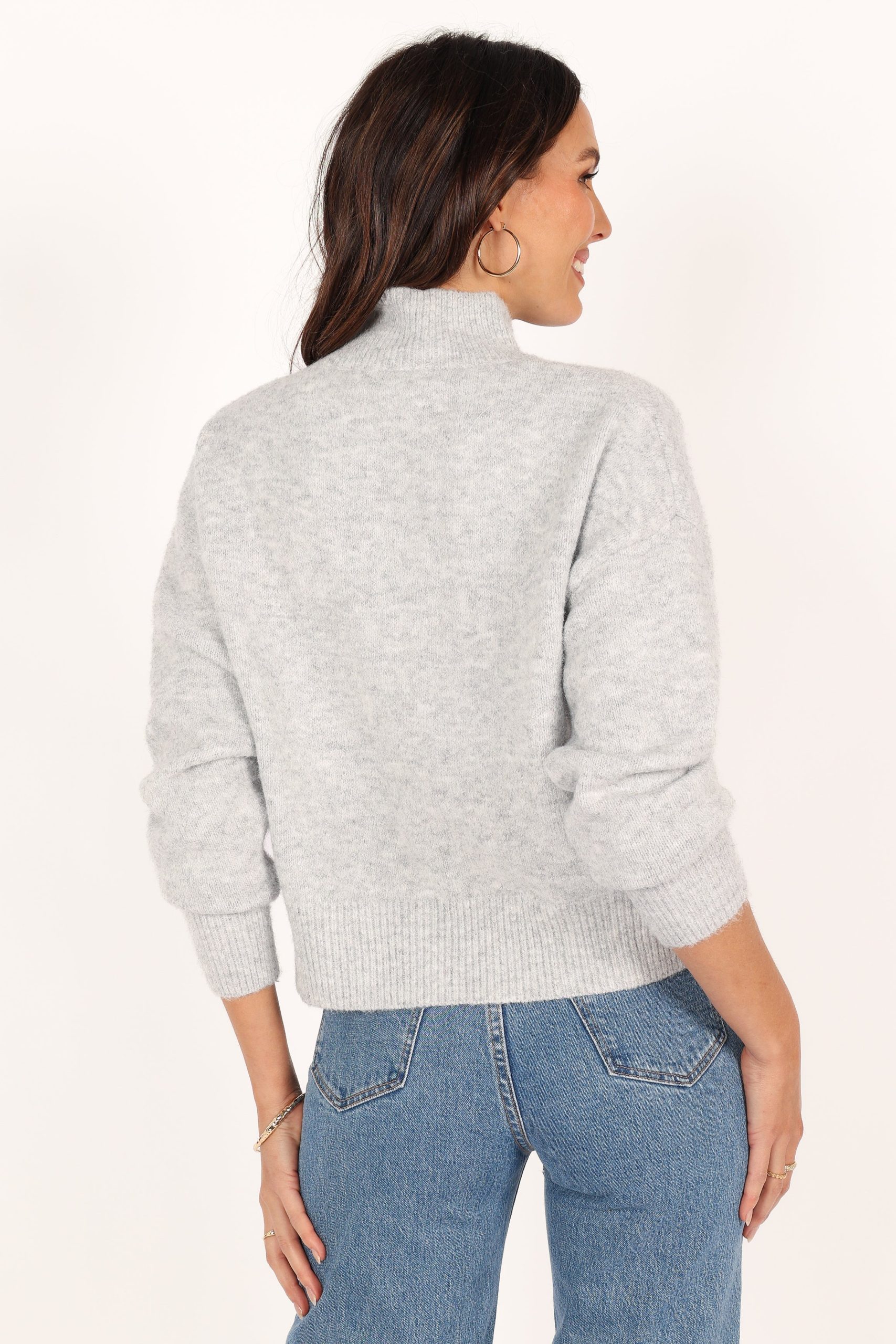 Brianna Mockneck Knit Sweater - Heather Grey - Image 7