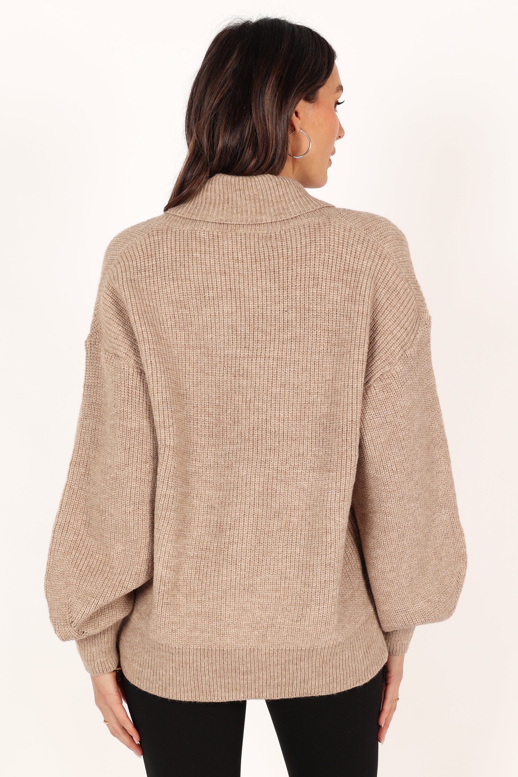 Carly Collar Knit Sweater - Oatmeal - Image 6