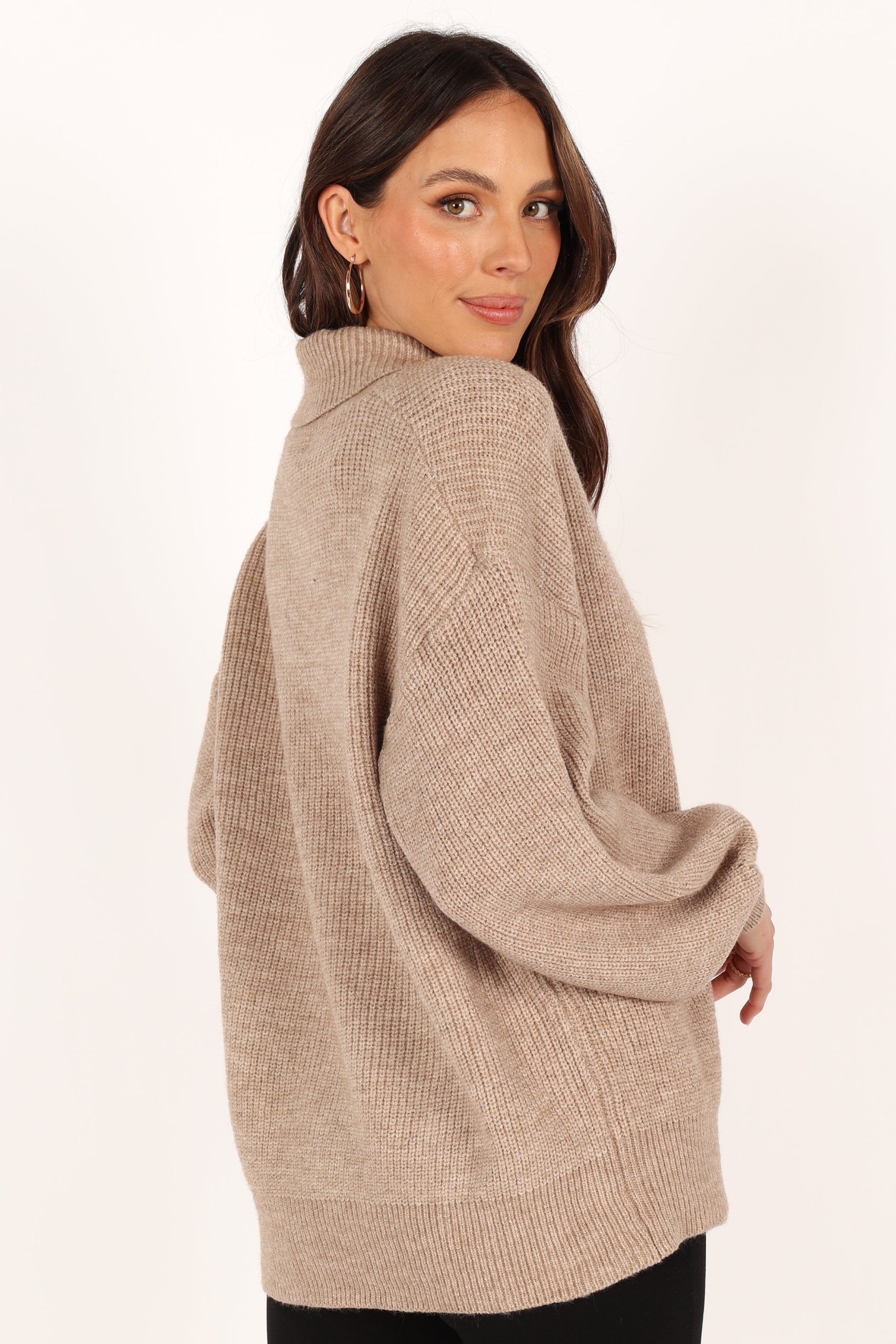 Carly Collar Knit Sweater - Oatmeal - Image 7