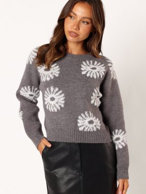 Chandler Knit Sweater - Grey White