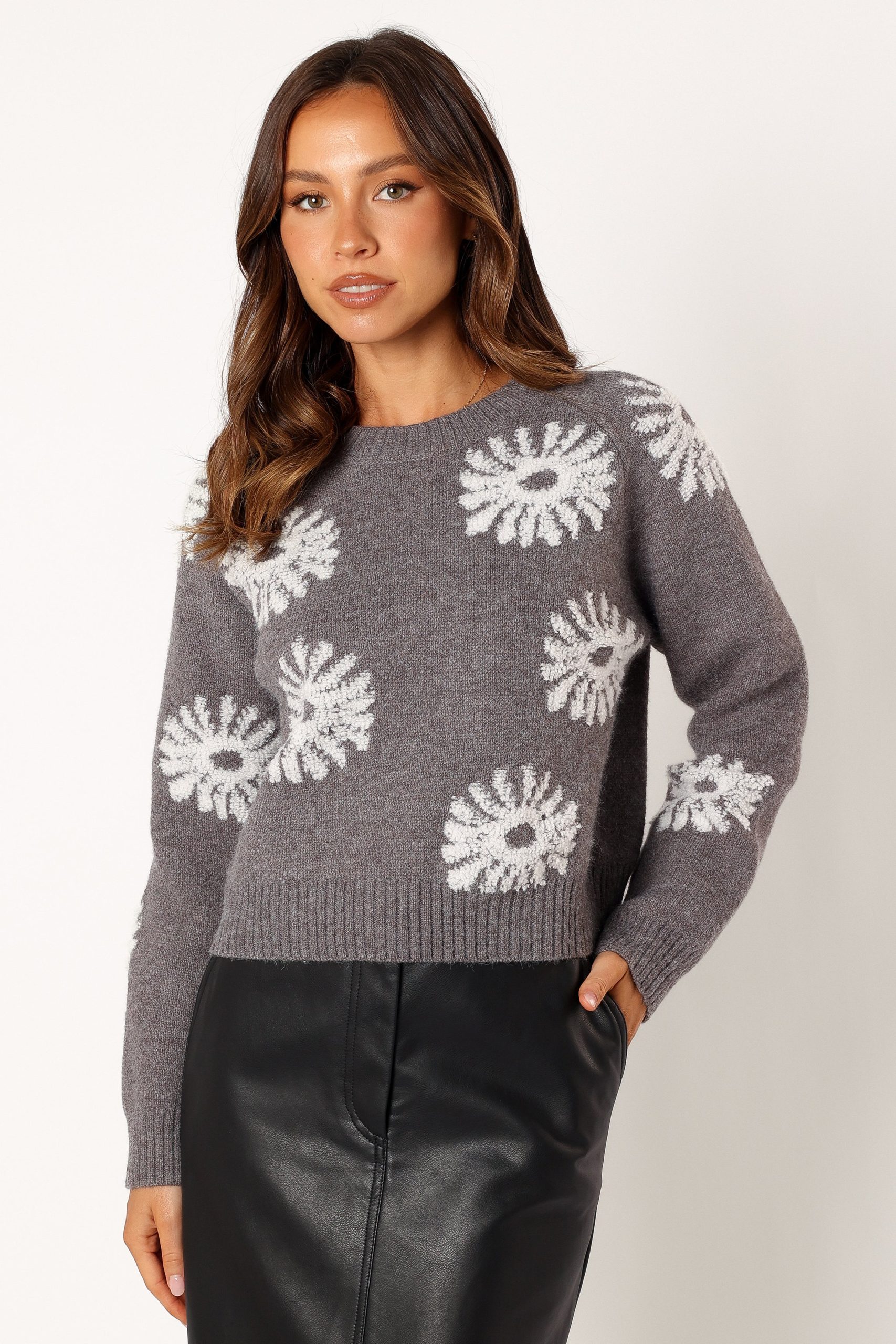 Chandler Knit Sweater - Grey White - Image 2