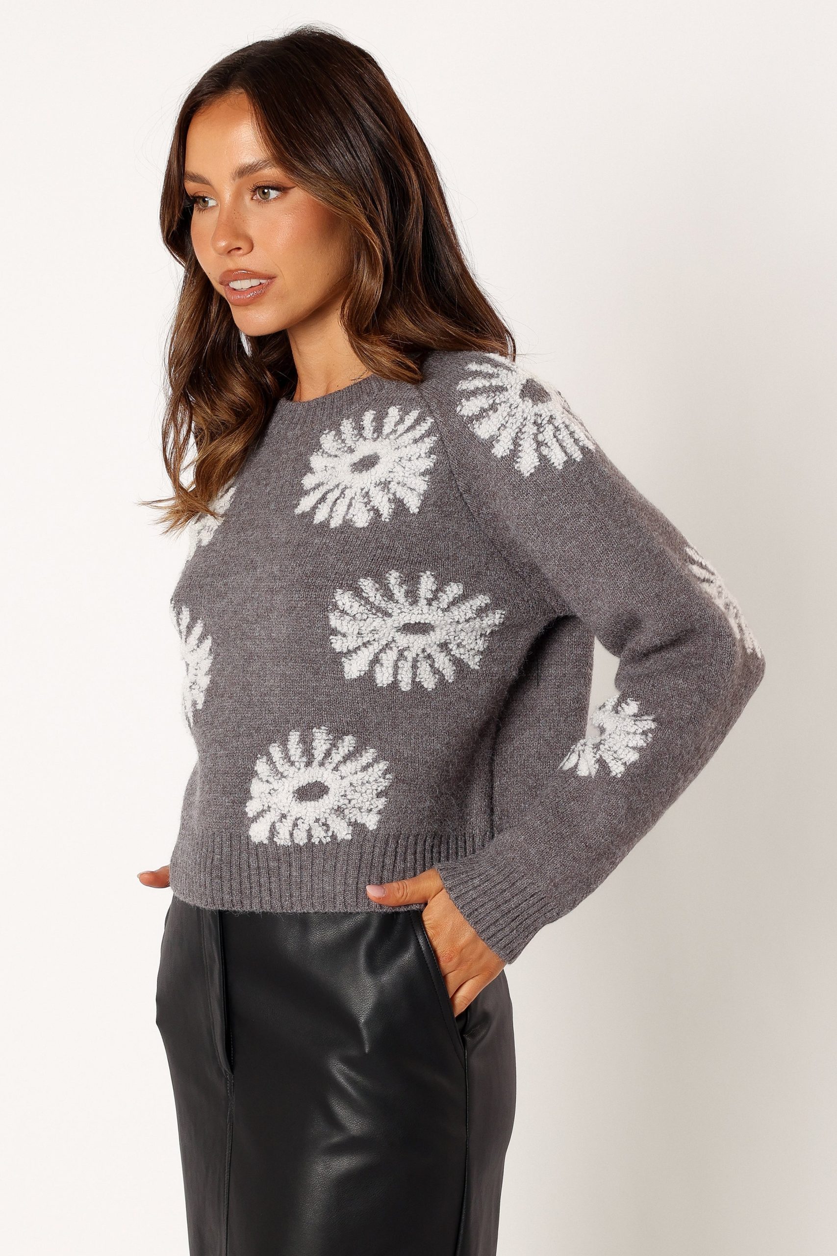 Chandler Knit Sweater - Grey White - Image 3