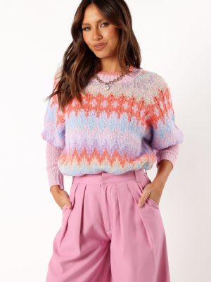 Emerson Fairisle Knit Sweater - Coral Blue