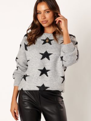 Janiyah Star Knit Sweater - Grey Black