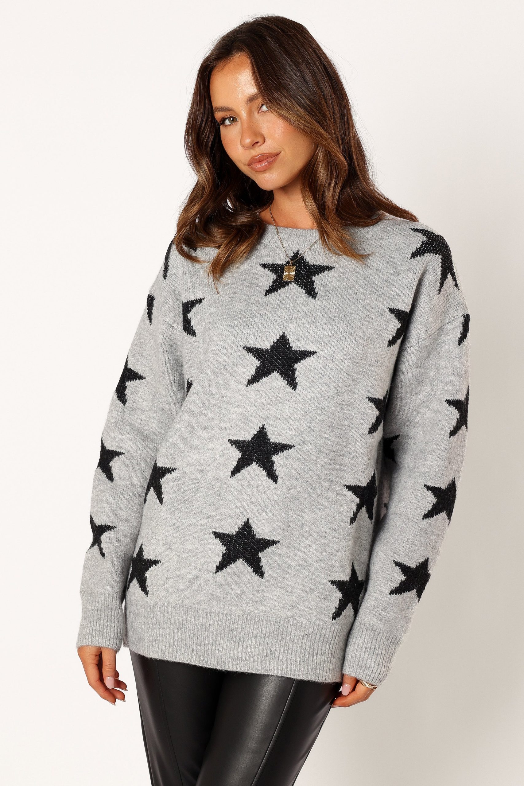 Janiyah Star Knit Sweater - Grey Black - Image 9