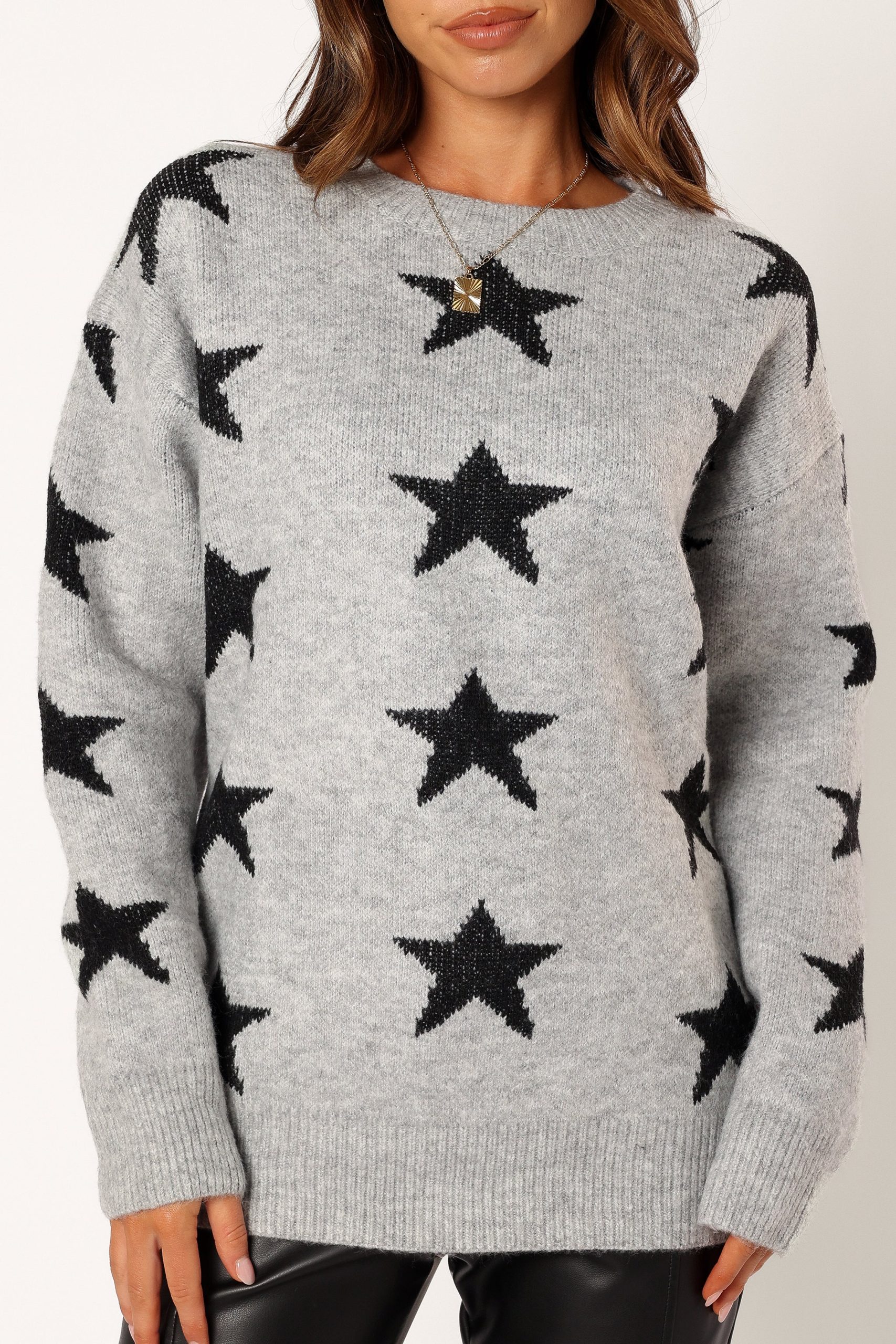 Janiyah Star Knit Sweater - Grey Black - Image 8