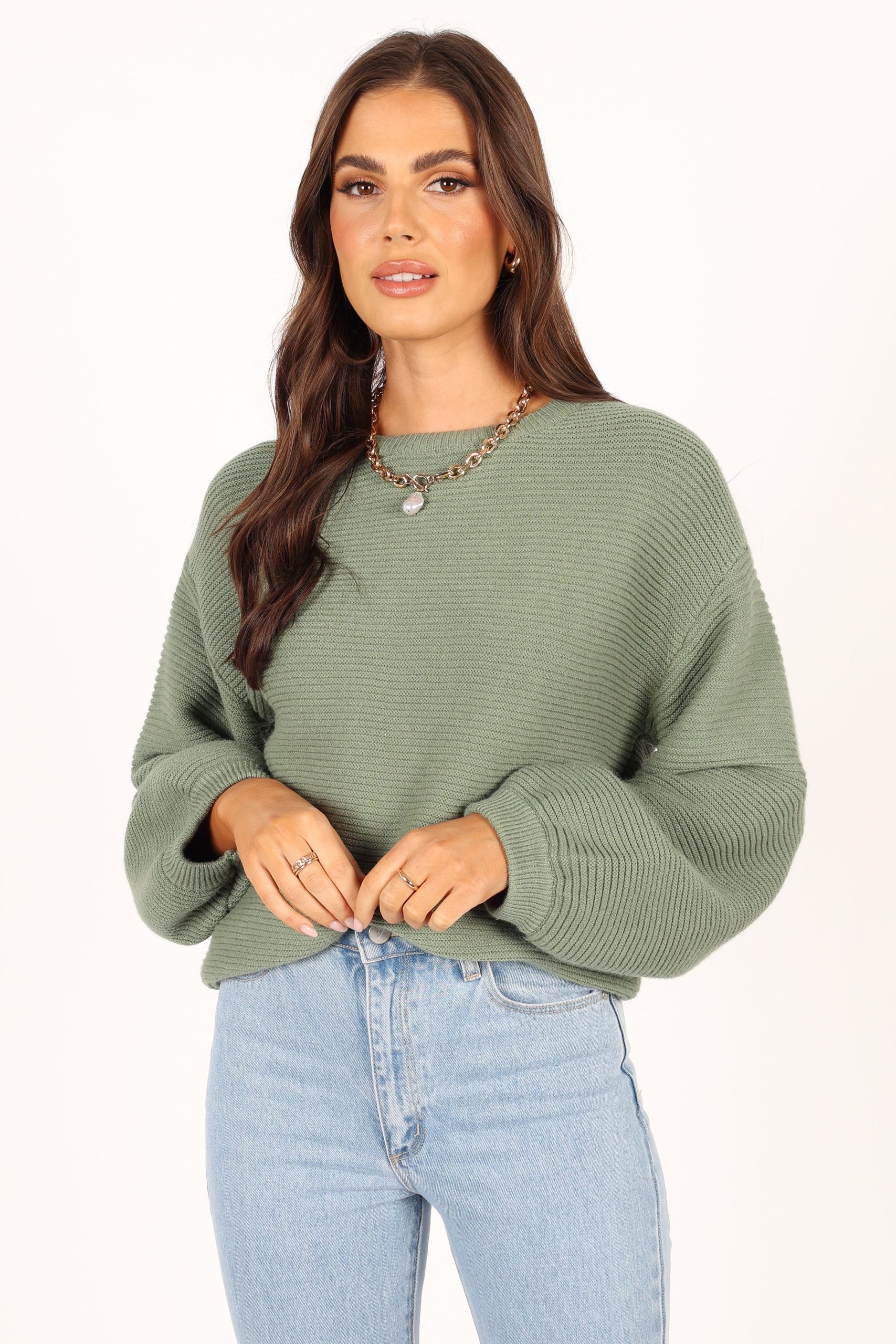 Lakelyn Textured Knit Sweater - Khaki - Image 5