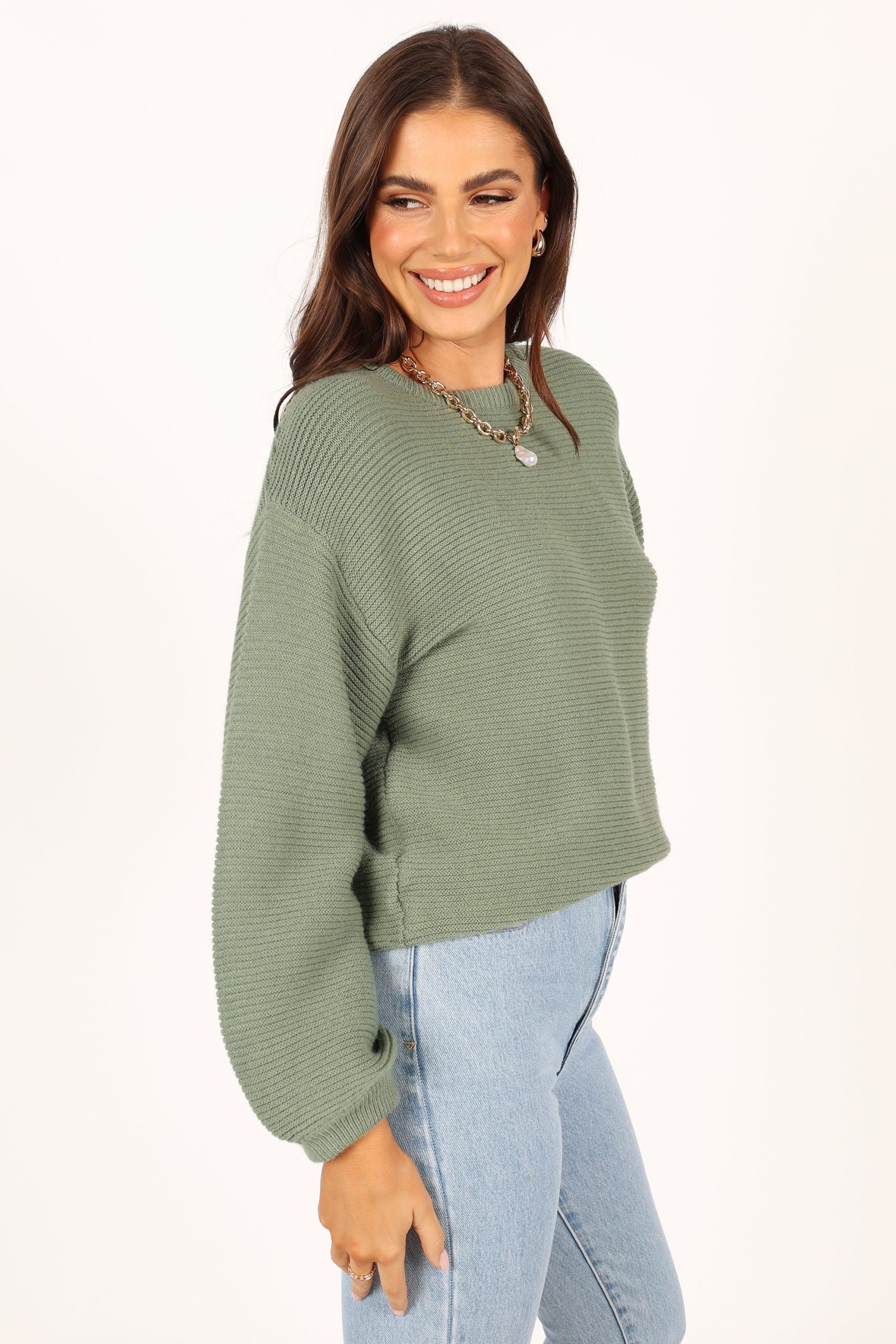 Lakelyn Textured Knit Sweater - Khaki - Image 9