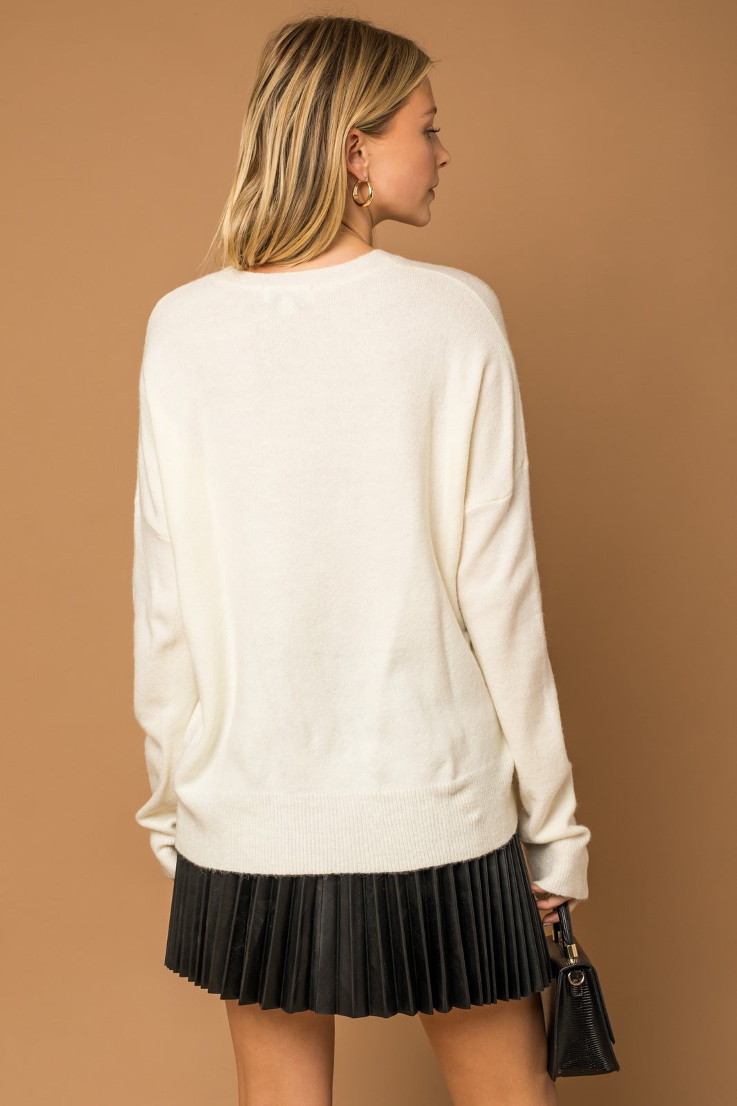 Poppy Cursive Cheer Knit Sweater - White - Image 3