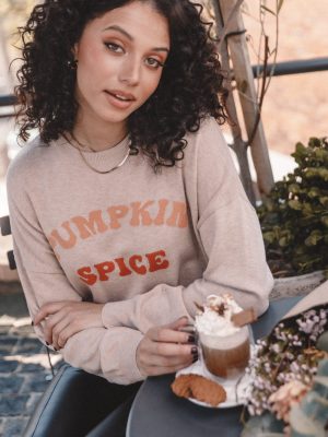 Pumpkin Spice Knit Sweater - Oatmeal