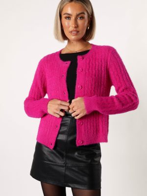 Ryann Button Front Cardigan - Magenta