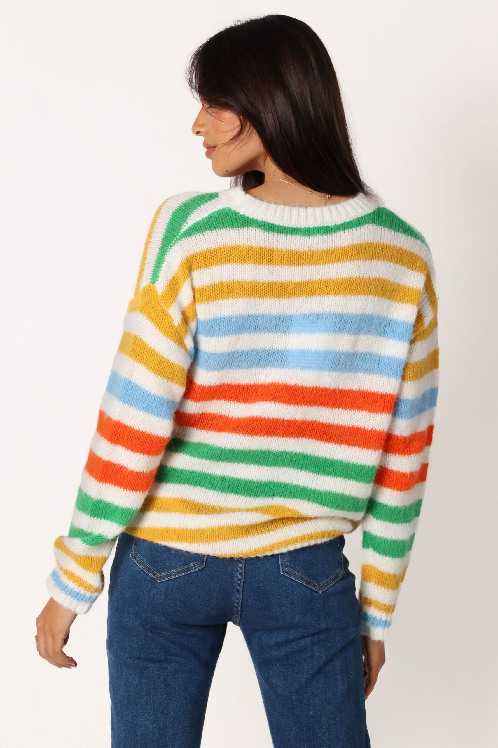 Sasha Multi Stripe Crewneck Knit Sweater - Multi - Image 3