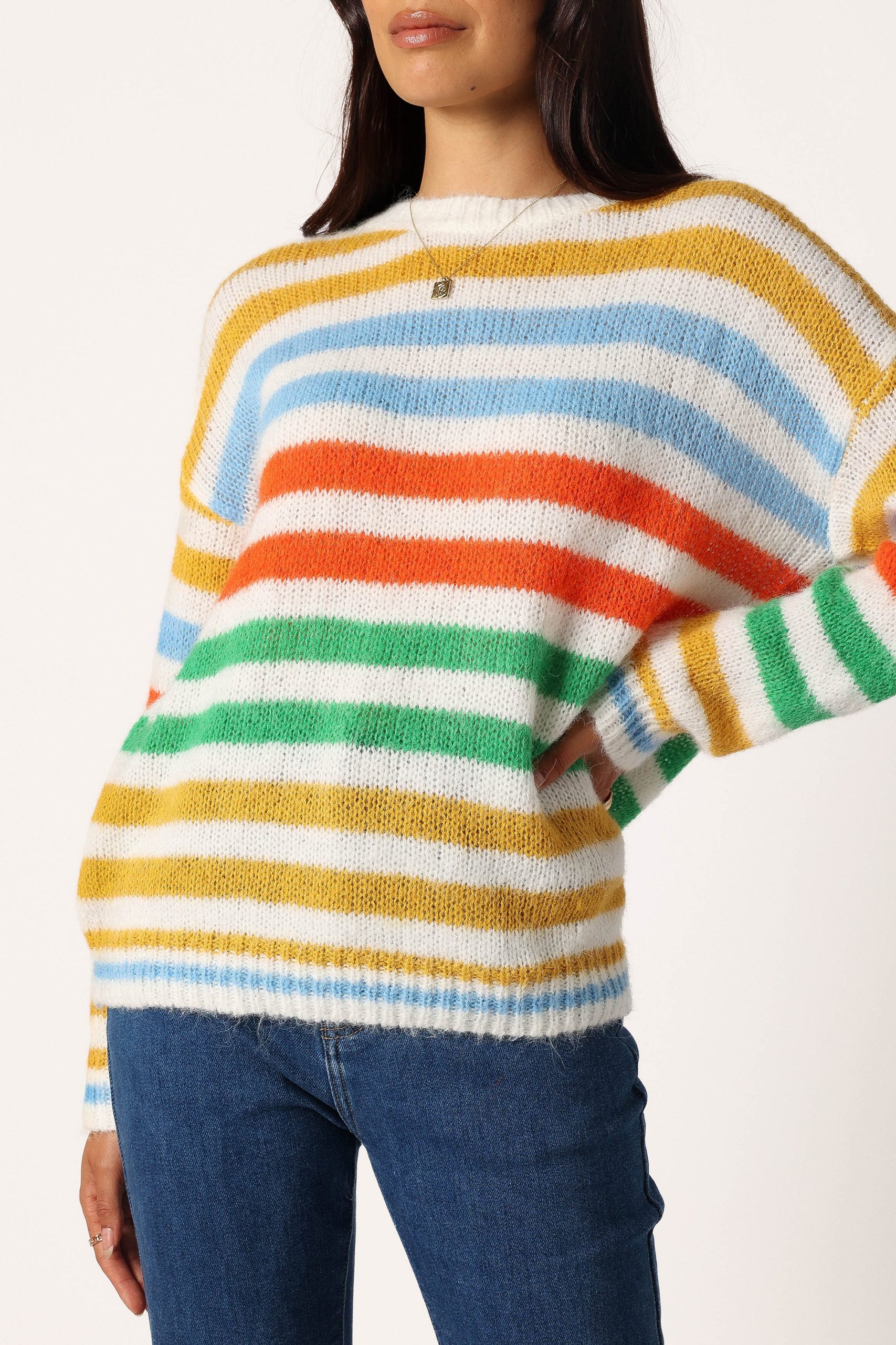 Sasha Multi Stripe Crewneck Knit Sweater - Multi - Image 8