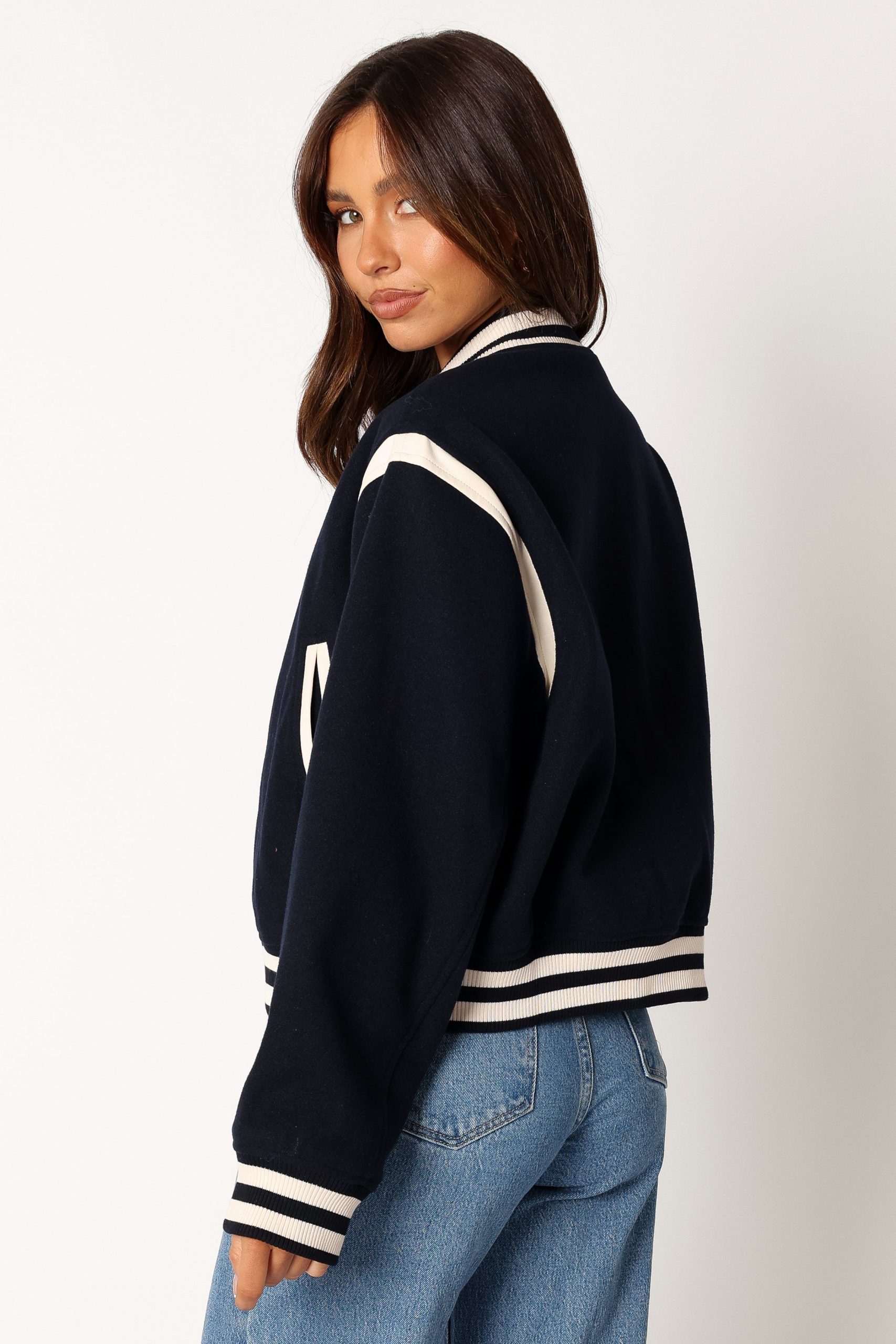 Fallon Collegiate Bomber Jacket - Dark Indigo - Image 4