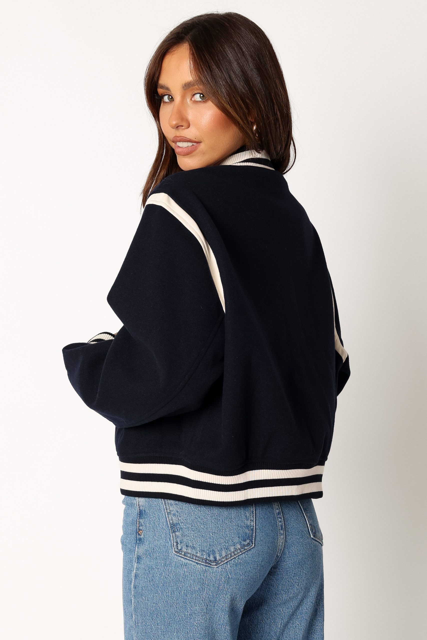 Fallon Collegiate Bomber Jacket - Dark Indigo - Image 5