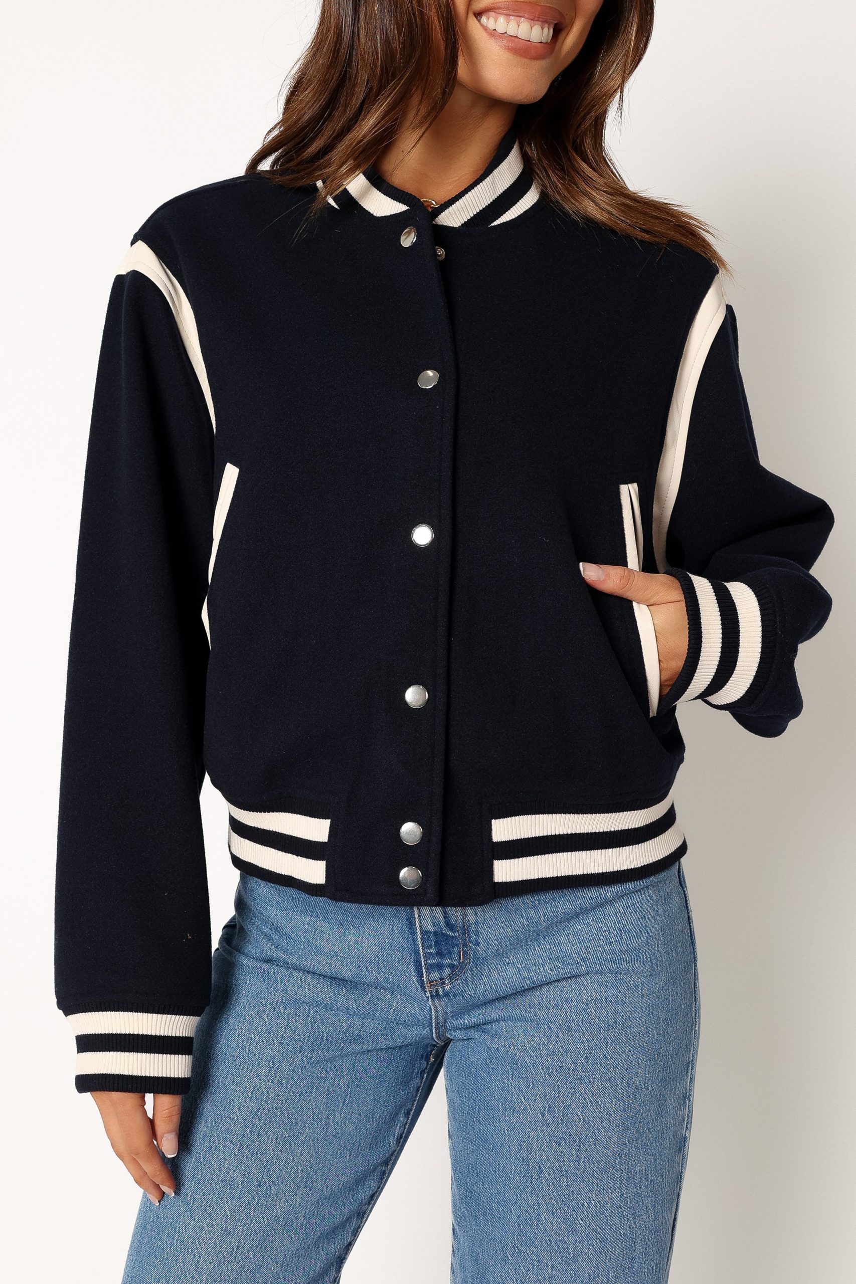 Fallon Collegiate Bomber Jacket - Dark Indigo - Image 9