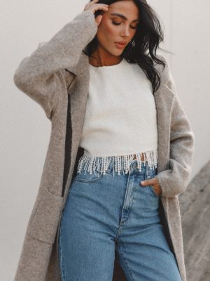 Skylar Open Front Coatigan - Taupe