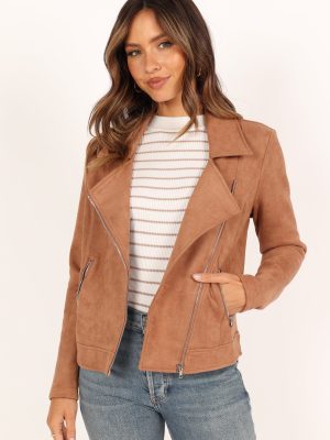 Spencer Faux Suede Moto Jacket - Tan