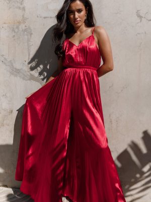 Eden Wide Leg Jumpsuit - Red