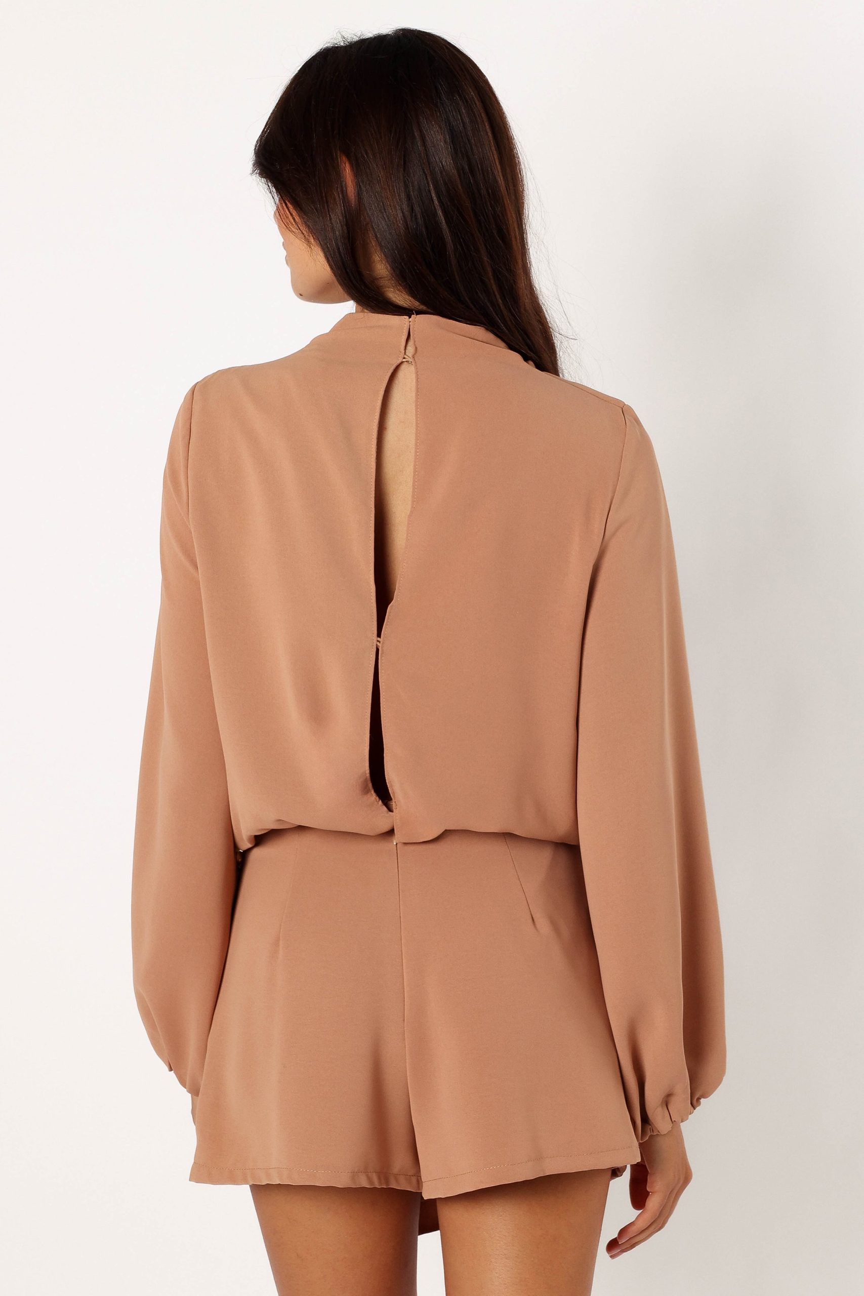 Galen Long Sleeve Romper - Mocha - Image 3