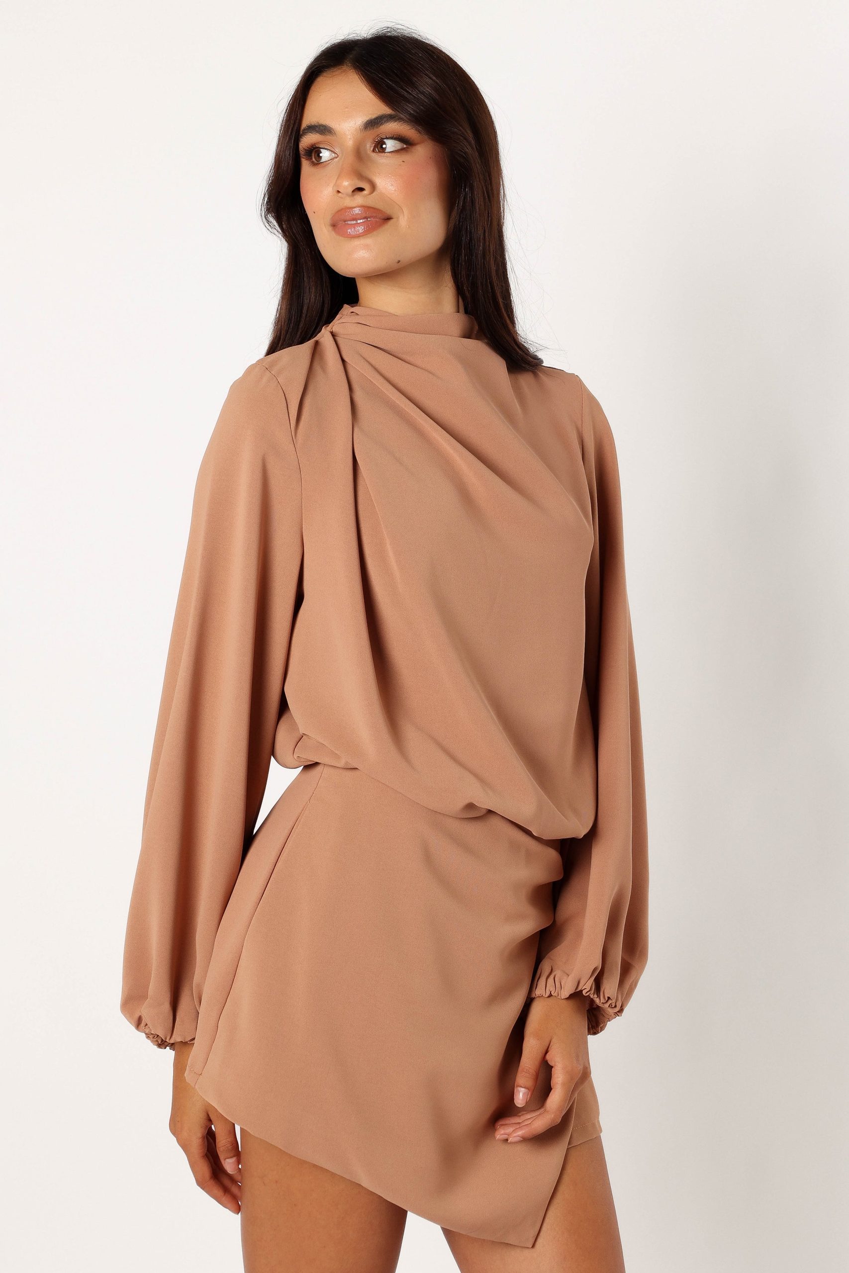 Galen Long Sleeve Romper - Mocha - Image 5