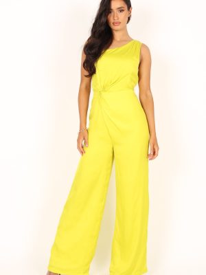 Isabel One Shoulder Jumpsuit - Lime