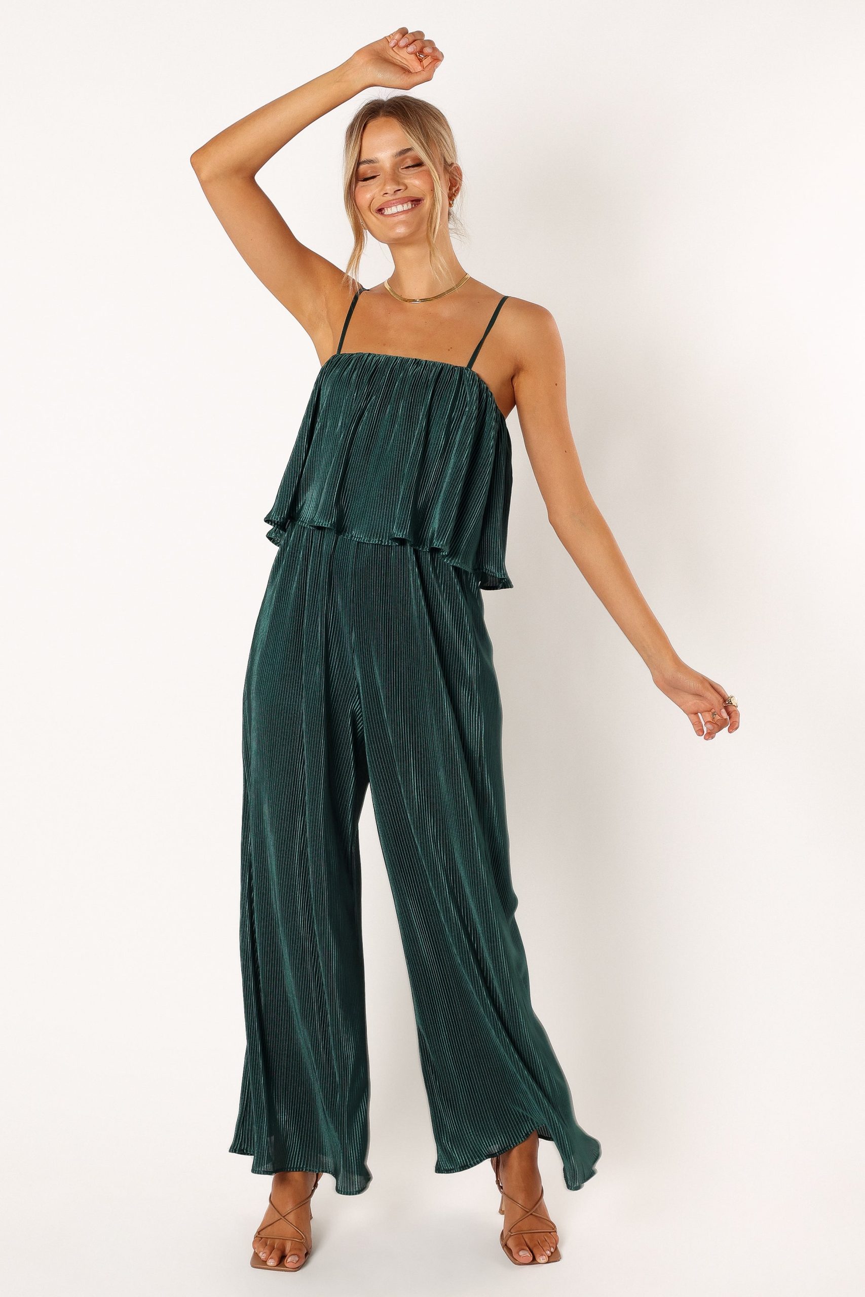 Jillian Plisse Jumpsuit - Emerald - Image 2