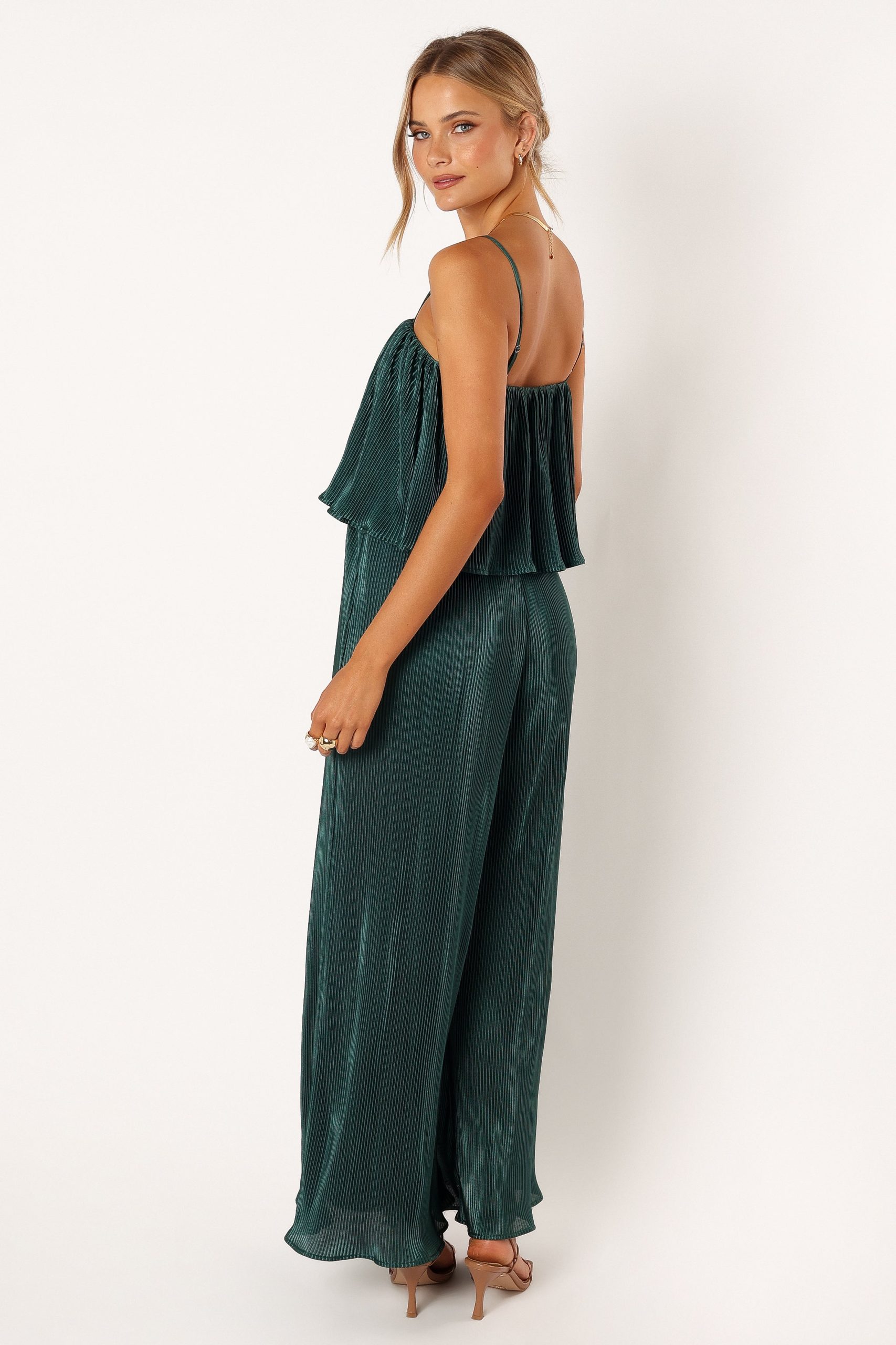 Jillian Plisse Jumpsuit - Emerald - Image 3