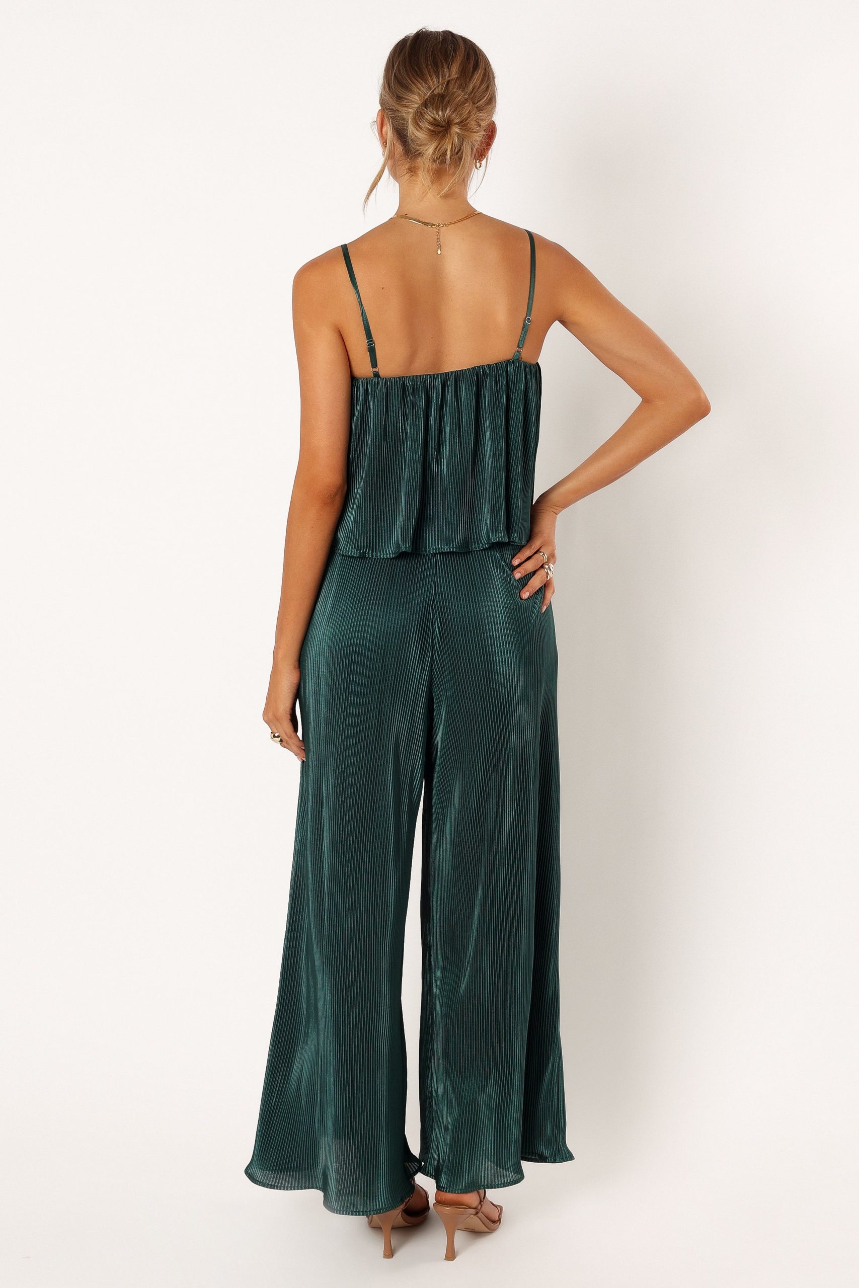 Jillian Plisse Jumpsuit - Emerald - Image 4