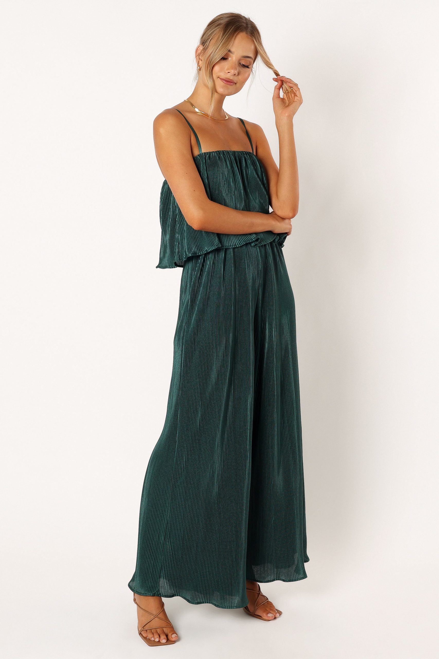 Jillian Plisse Jumpsuit - Emerald - Image 5