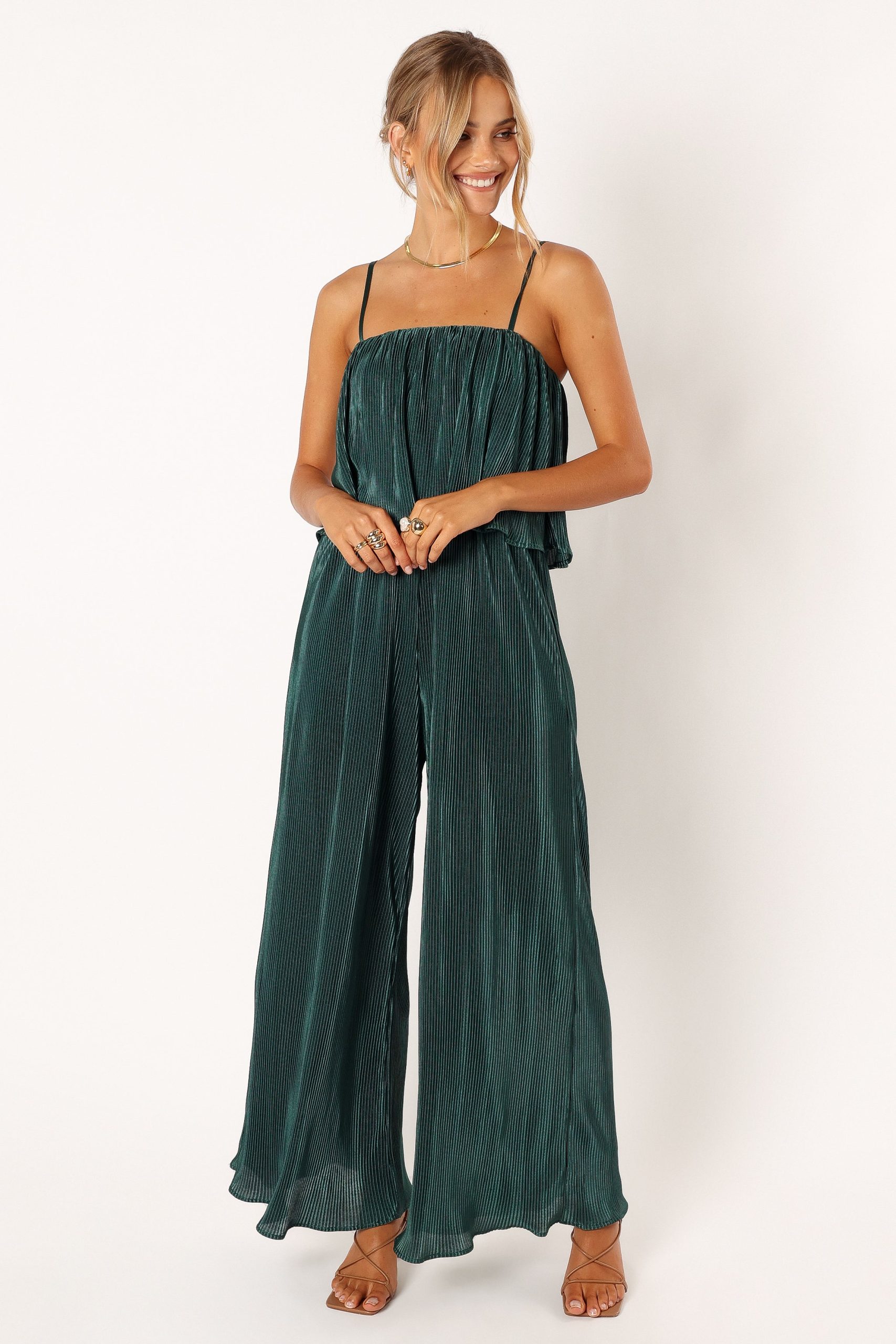Jillian Plisse Jumpsuit - Emerald - Image 6