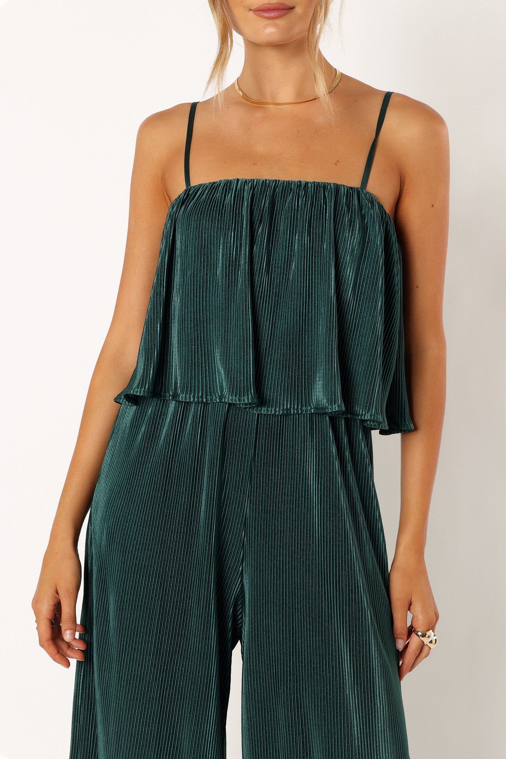 Jillian Plisse Jumpsuit - Emerald - Image 7