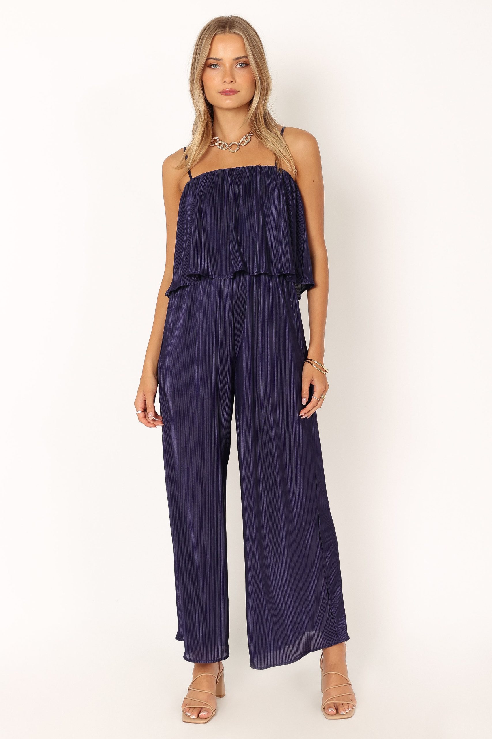 Jillian Plisse Jumpsuit - Navy - Image 2