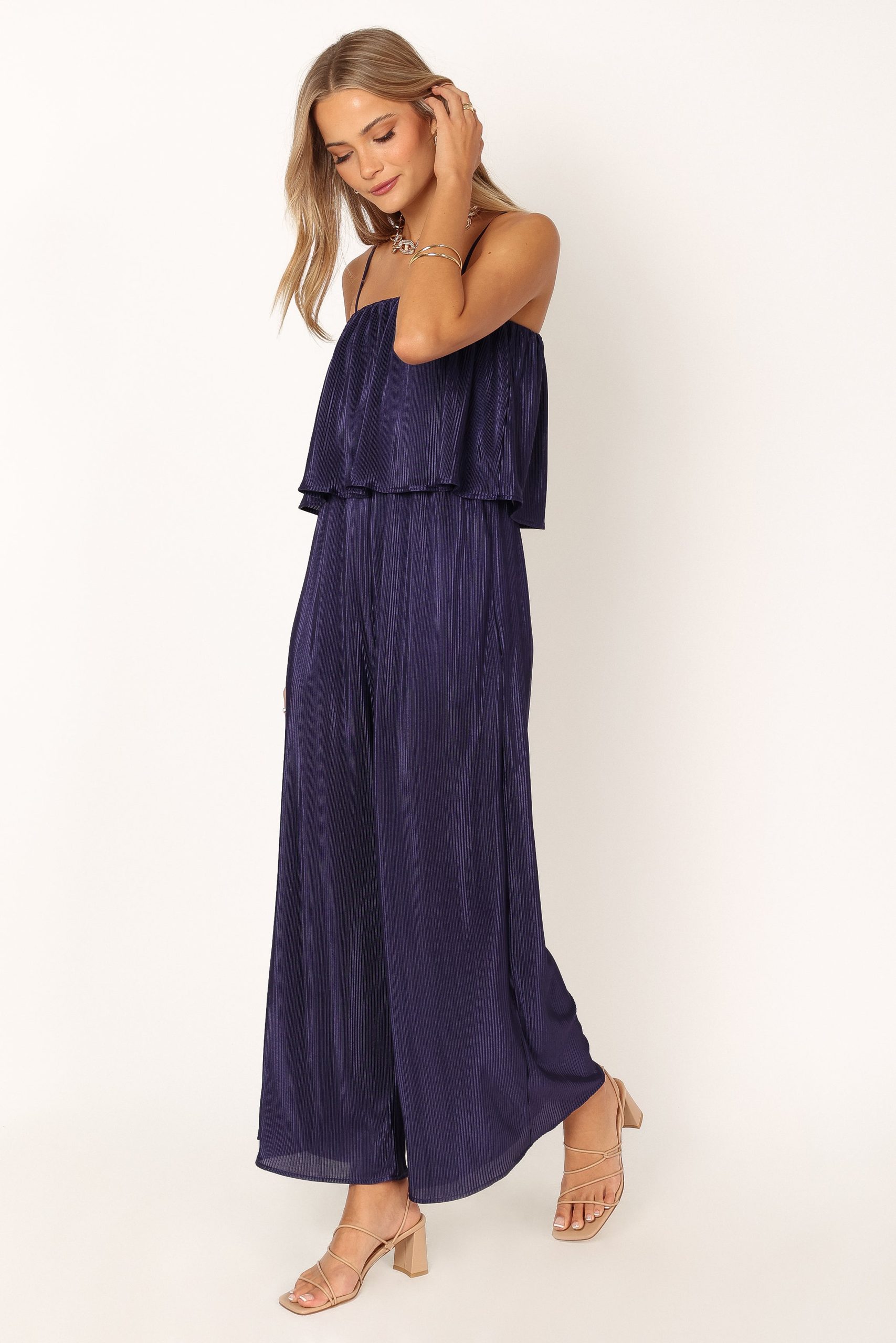 Jillian Plisse Jumpsuit - Navy - Image 4