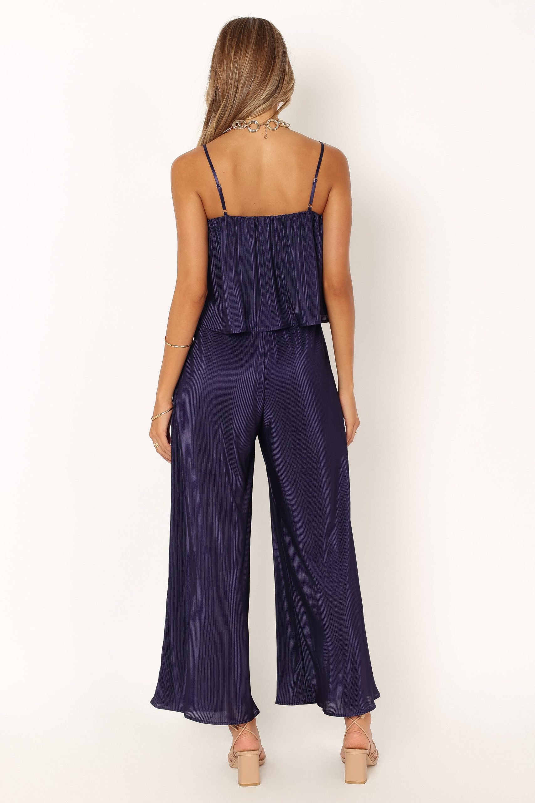 Jillian Plisse Jumpsuit - Navy - Image 5