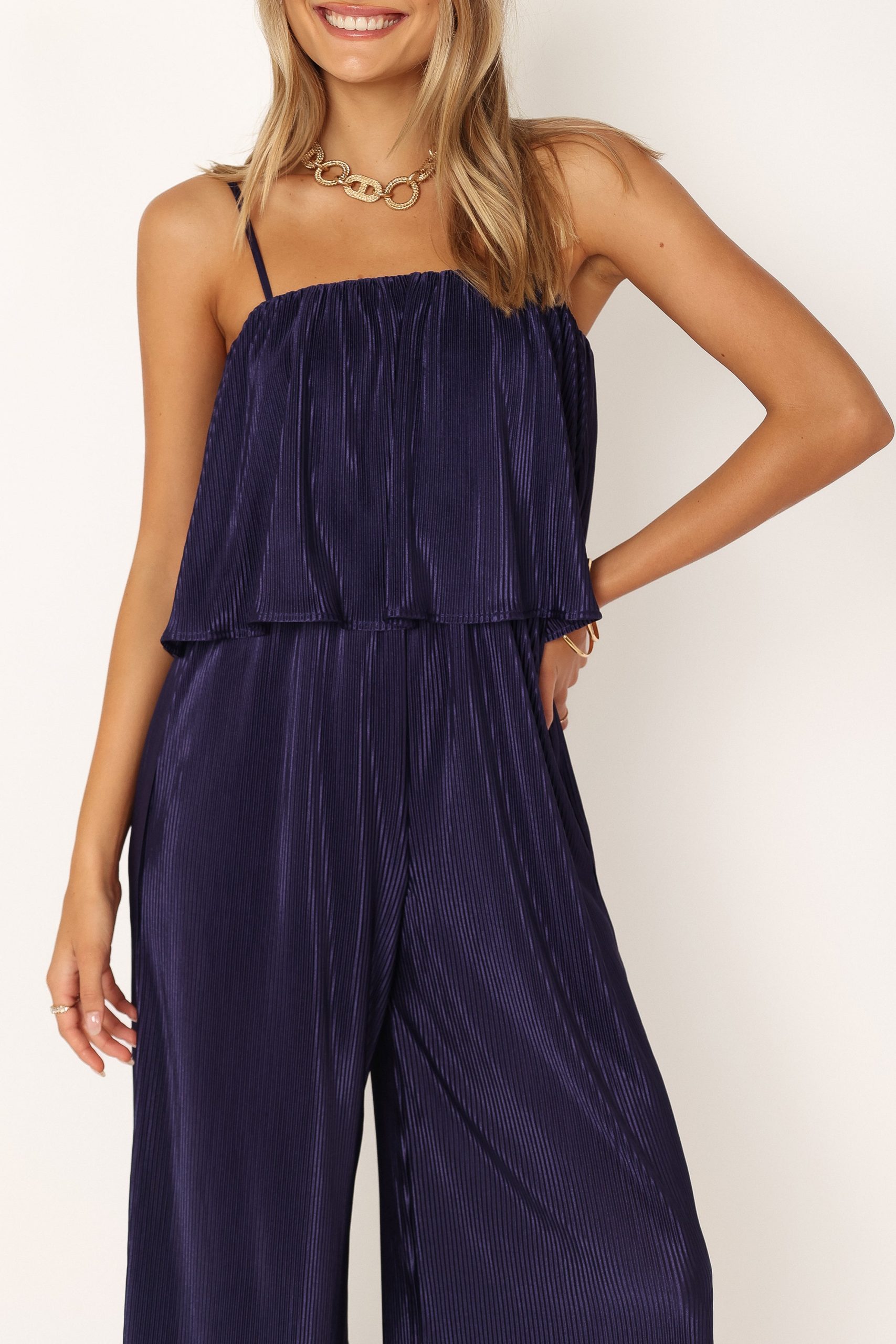 Jillian Plisse Jumpsuit - Navy - Image 6