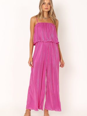 Jillian Plisse Jumpsuit - Orchid