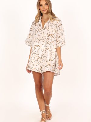 Kellie Romper - White/Beige