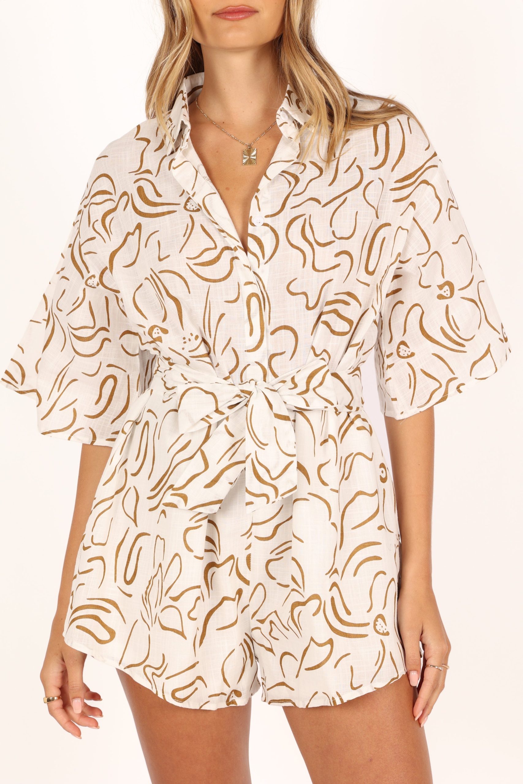 Kellie Romper - White/Beige - Image 5