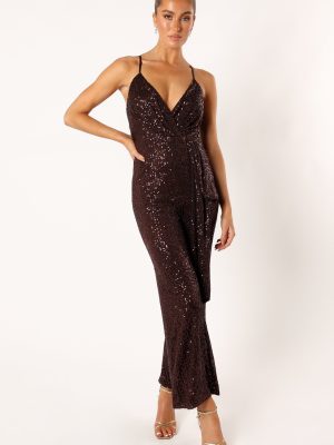 Monique Sequin Jumpsuit - Brown