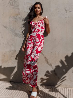 Parker Frill Jumpsuit - Red
