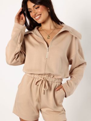 Peri Sweater Romper - Tan