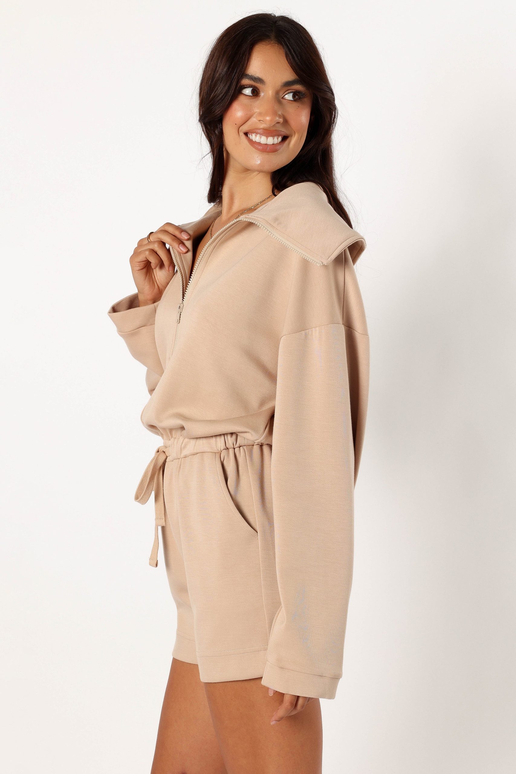 Peri Sweater Romper - Tan - Image 3