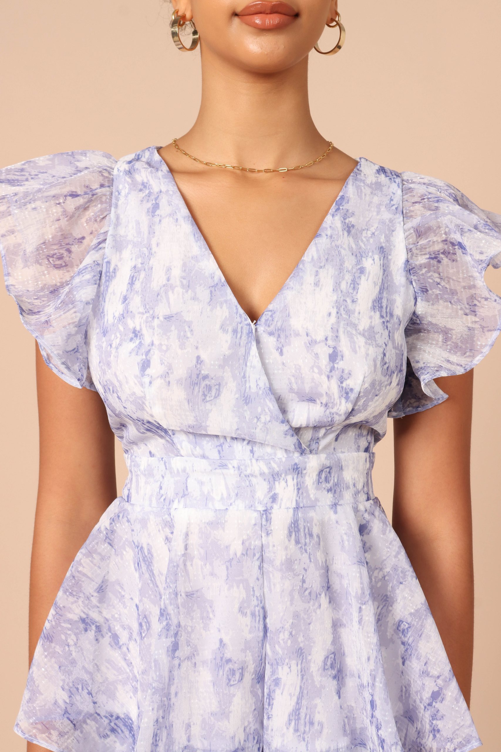 Rosalita Frill Sleeve Romper - Lilac - Image 4