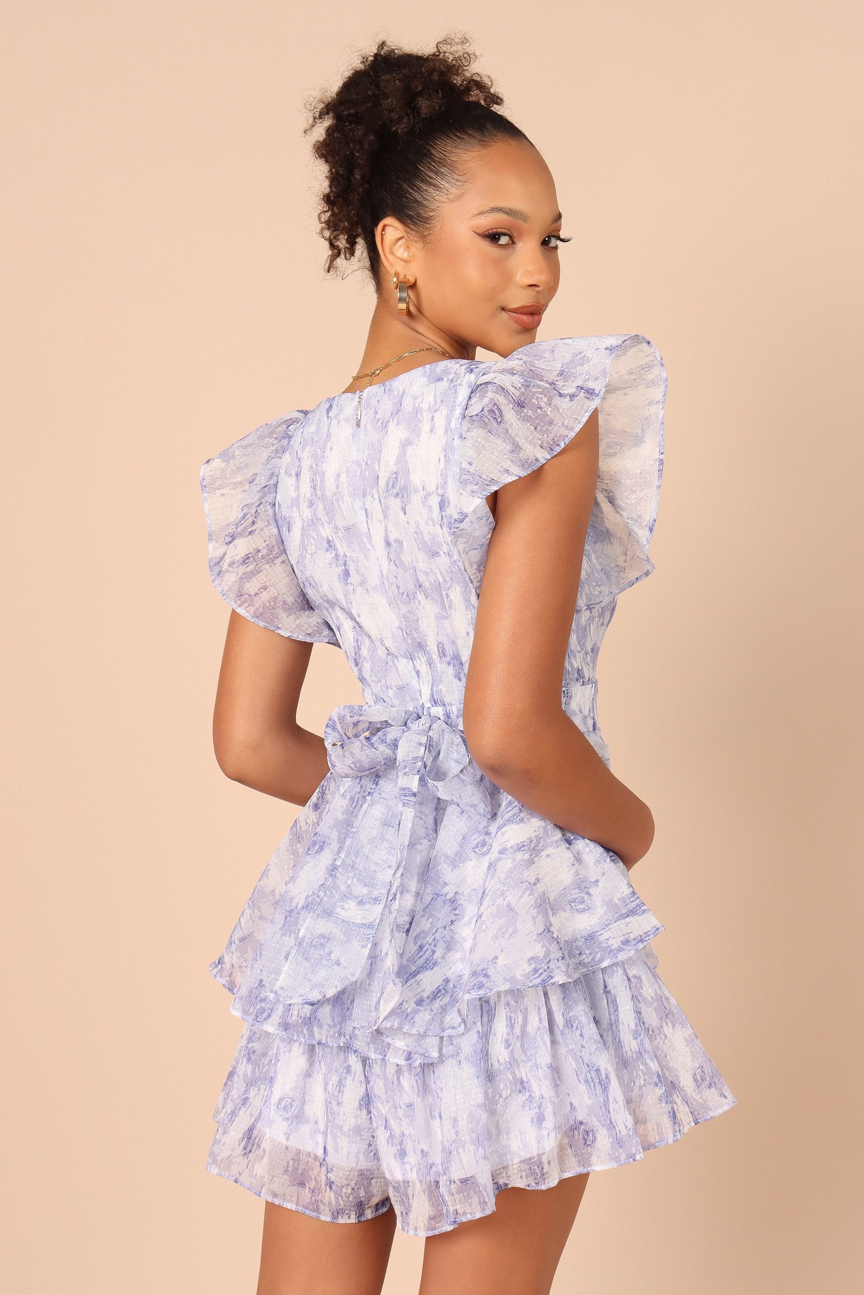 Rosalita Frill Sleeve Romper - Lilac - Image 5