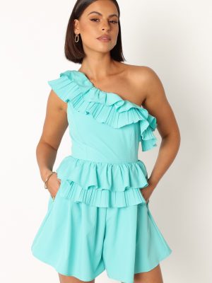Rosewood One Shoulder Romper - Blue